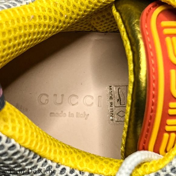 💛SOLD🖤 Rare New Gucci x SEGA Flashtrek Gold Lowtop Sneakers - Picture 6 of 7